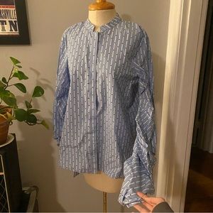 Ammara Maya long sleeve button down cotton structured blouse slouchy sleeves